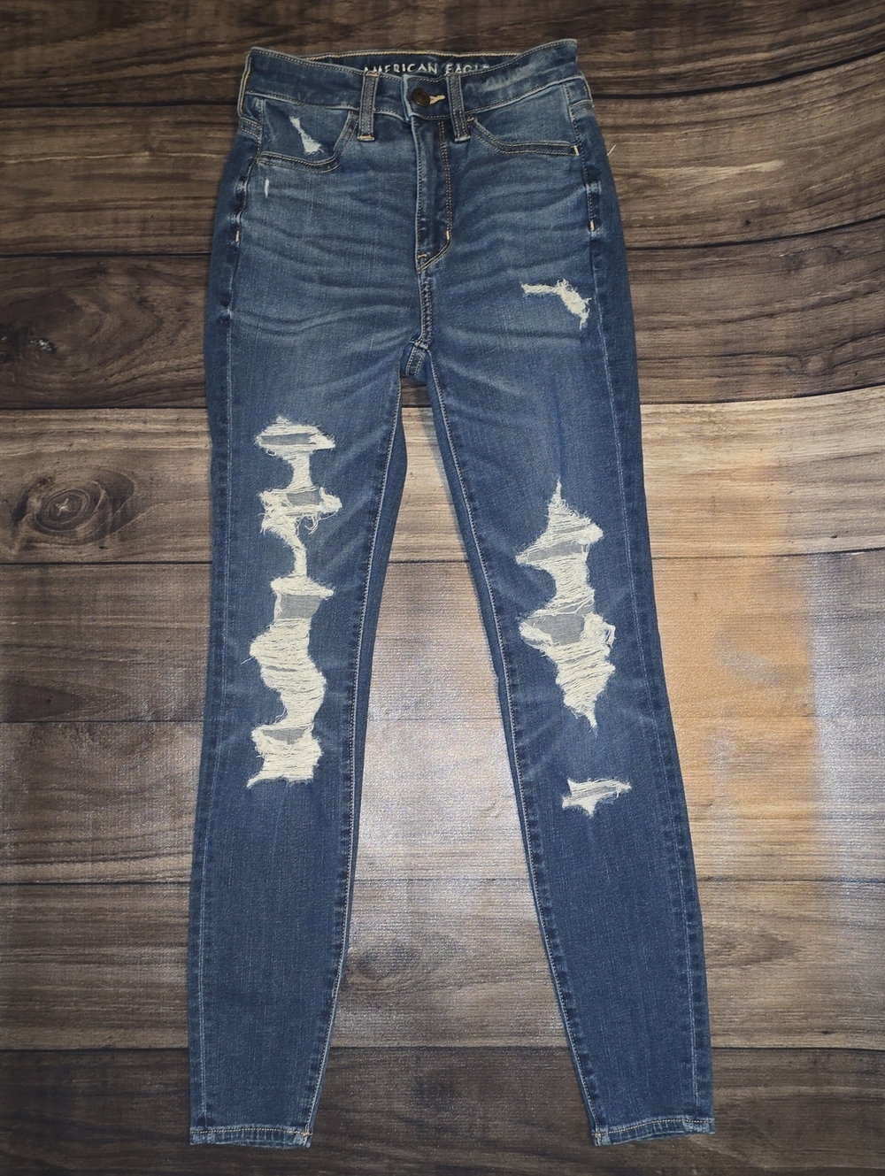American Eagle Outfitters Skinny Ripped Jeans - Dark Blue